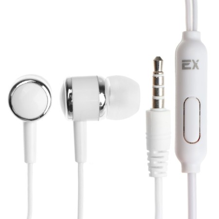 Headphones Exployd Ex-HP-865, vacuum, microphone, 108 dB, 32 Ohms, 3.5 mm, 1.2m, white