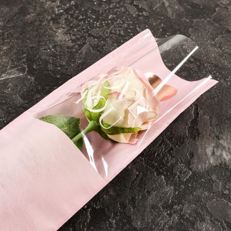Package-cone for flowers, "love", pink, 14x40 cm-1