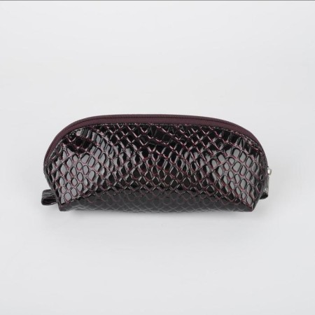 Cosmetic bag with zipper, black/burgundy color-1
