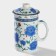 Ceramic mug with a lid and sieve "flowering roses", 300 ml