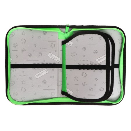 Penal 3 sections, tab inside, 140 x 210 x 40 mm, fabric, calligrata top block "monsters"-4