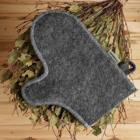 Set for the bath "Pilot" Gray: hat, rug, mitten-3