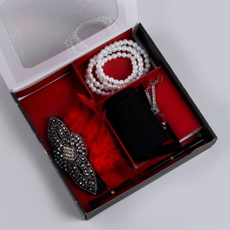 New Year's carnival set "Lady", (dressing+gloves+earrings+beads+mouthpiece), for the New Year-9