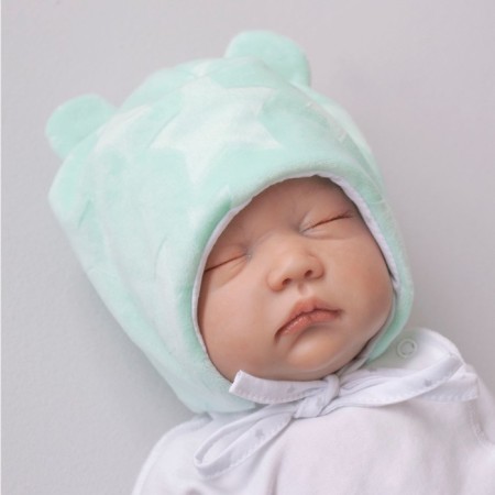 A cap on ties with ears children's kinderlitto "New stars", age 6-12 months, color mint-1