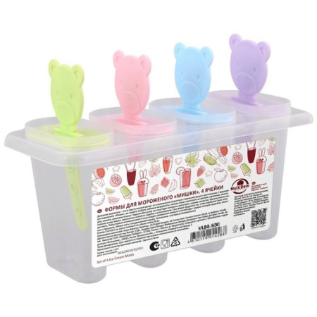 Forms for ice cream Multida "Bears", 4 cells, plastic