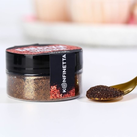Large food sparkles of bronze fraction for cupcakes, cakes and drinks, 5 g.-4