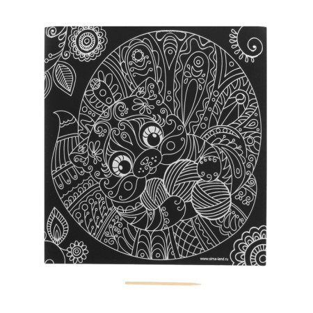 Engraving "cat" with a metallic effect "silver", 18.5 x 18.5 cm-2