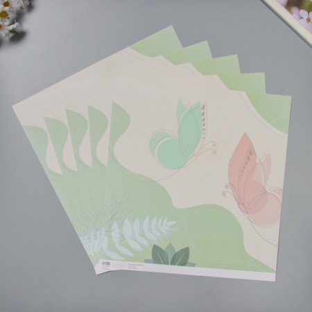 Scrapbooking Paper "Floking butterflies" density 180 grams set 5 pcs 30.5x32 cm-1