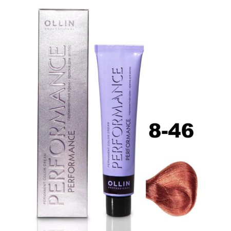OLLIN PROFESSIONAL PERFORMANCE hair cream, tone 8/46 light-blown copper-red, 60 ml