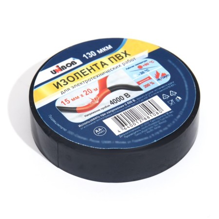Adhesive tape electrical insulating unibob 15mm x 20m, 130 mkm black-1