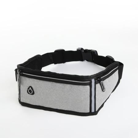 Lightning waist bag, 3 departments, gray color