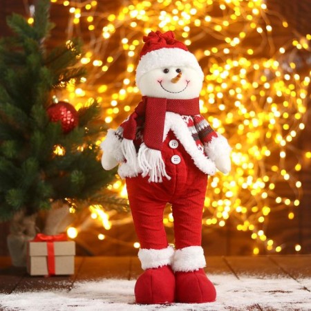 Soft toy "Snowman-Pussat" 12x40 cm, white-red
