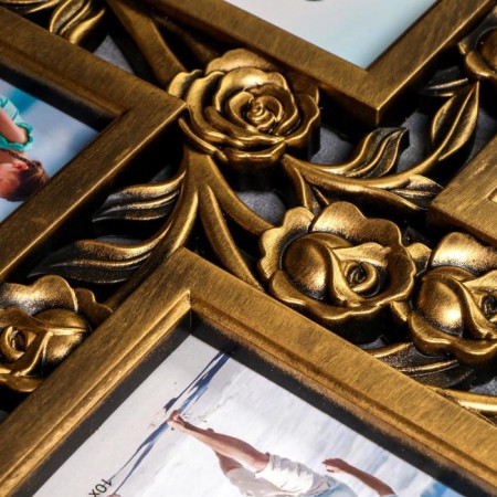 Photo frame plastic in 6 photos 10x15 cm "rose bush" Dark gold 35.5x56.5x2 cm-2