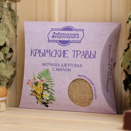 Jet washcloth with soap "Crimean herbs" 110 g-1