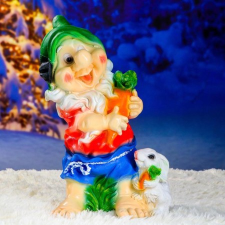 Garden figure "Dwarf with a hare and carrot" 46cm mix-7