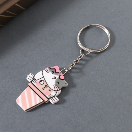 Acryl keychain "Two cats in a glass" 3.9x2.9x0.2 cm-1