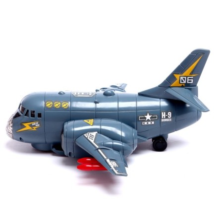 Aircraft "Transport", works on batteries, light and sound effects, color gray color-1