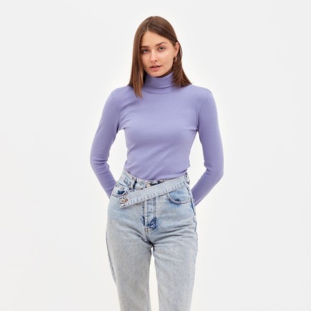 Women's turtleneck Minaku: Basic Line, lilac color, size 42