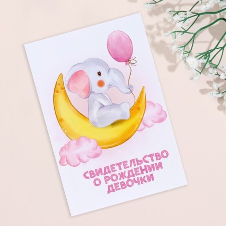 Folder for birth certificate "Elephant" Pink Tone, A5