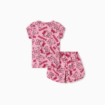Set for a home -made girl (T -shirt/shorts) "Bear", pink color, height 110-4