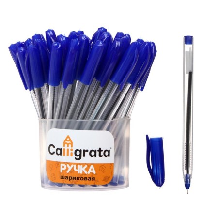 Ballic handle 1.0 mm, blue rod, triangular transparent, oil ink (barcode on the pcs)-1