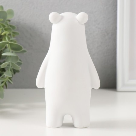 Souvenir Polystone "White Bear with Tekstil on the stomach" 8x5.5x14.3 cm-2