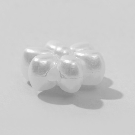 Plastic "flowers" beads, set 50 pcs., 1.2 × 1 × 0.5 cm, white color-2
