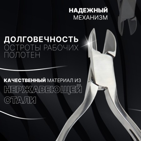 Pedicure nippers "Premium", hidden spring, 13 cm, blade length - 16 mm, silver color-1
