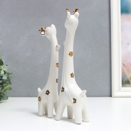 Souvenir Ceramics "White Giraffes with bows and colors" Set 2 pcs 22x4x6 25x5x7 cm-3
