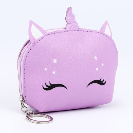 Children's wallet with a zipper, pink color-1