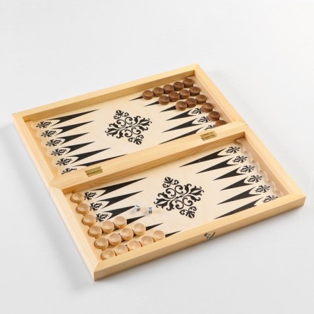 Board game 3 in 1: chess, checkers, backgammon, wooden board 40 x 40 cm-2