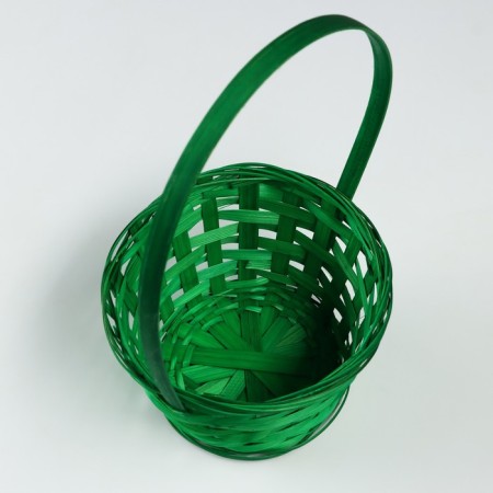 Wicker basket, d17 x 9 x 30 cm, green, bamboo-3