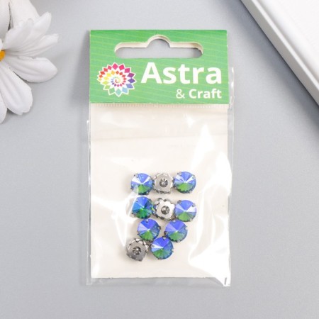 Crystal rhinestones in DACs 8 mm (10 pcs/pack), round, green AB-3