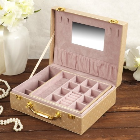 Casket to the leatherette for jewelry "bastard" gold 8.5x23.5x19 cm-1