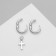 Earrings with the removable element "Transformer" Cross, black color in silver