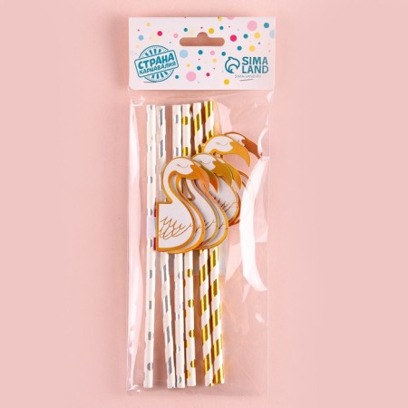 Flamingo cocktail tubes, spiral, 6 pieces in a set-4
