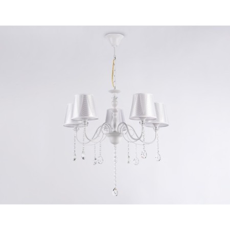 Suspended chandelier with lampshade and crystal Ambrella Light, Modern, TR4603, 5HE27, white color-3