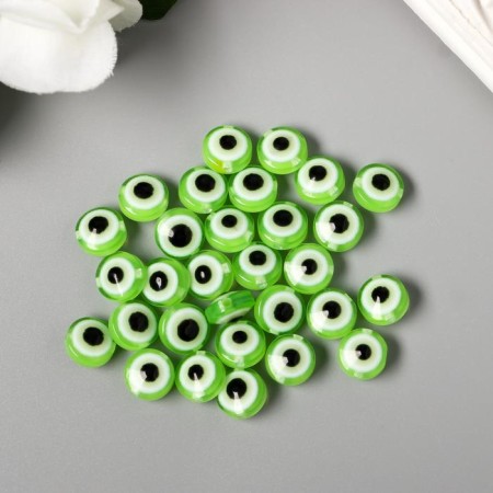 Beads for creativity plastic "Eye from the evil eye - green" set 30 pcs 0.7x1x1 cm-1