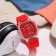 Women's watch, 4.1 x 4.1 cm, silicone strap, red