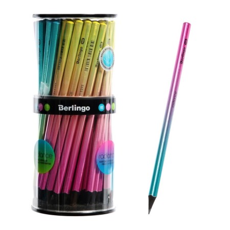 Black granographic pencil Berlingo "Radiance", HB, three -sided, black tree, sharpened
