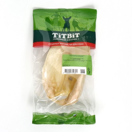 Titbit delicacy for dogs, calf's ear is large, soft packaging, 70 g