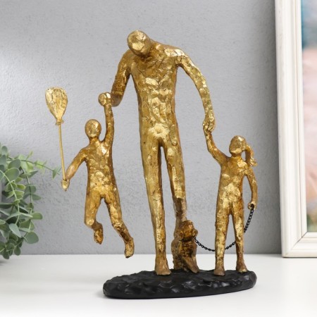 Souvenir Polystone "Walk with dad" Gold 28x19x12 cm