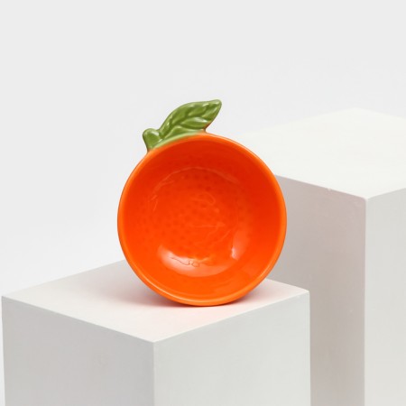 Ceramic "Orange" plate, deep, orange, 14 cm, 1 variety, Iran
