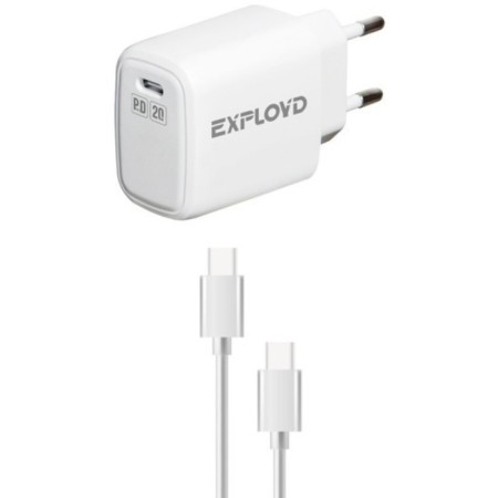 EXPLOYD EX-Z-1335, USB-C, 3 A, 20 W, 20 W, Type-C, PD, white cable