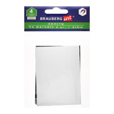 Canvas on cardboard with a magneto 6 x 8 cm, cotton 100%, acrylic soil, set 4 pieces, brauberg-1
