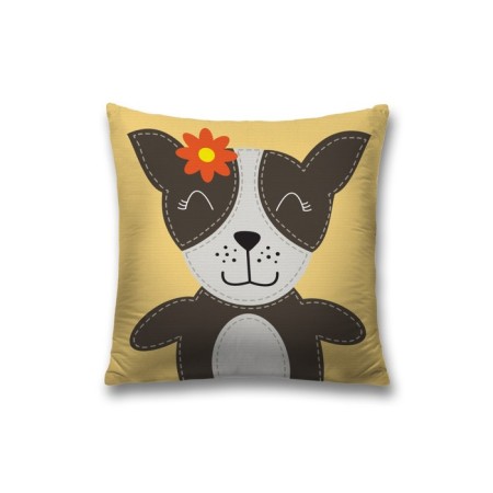 Decorative pillowcase "Dog with flower", size 45 x 45 cm, sewn -in -law