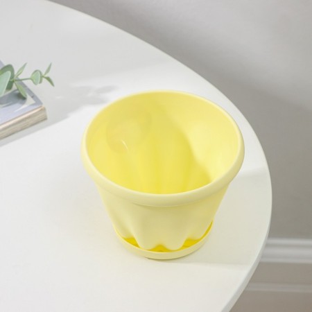 Pot for flowers with the Podon "Noble", 450 ml, d = 11 cm, yellow color-2