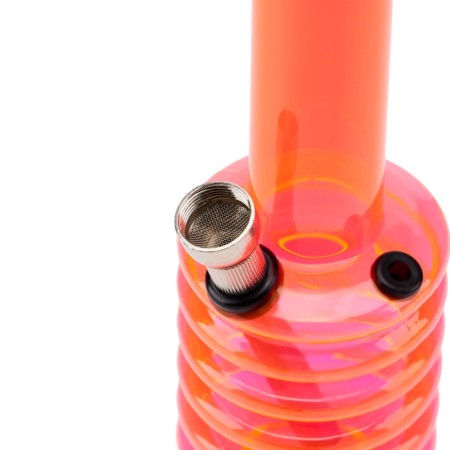 Bong for smoking, H-20 cm, "accordion", acrylic, pink-1