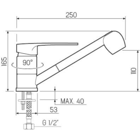 Kitchen mixer "RMS" SL52-014, exhaust watering can, cartridge 40 mm, zinc, chrome-2