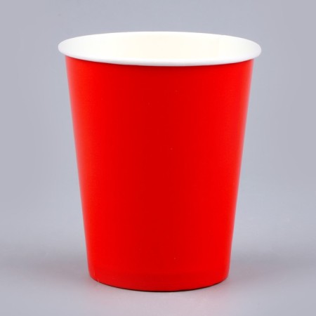 A single -single -paper cup is plain, red color, volume 250 ml, set 10 pieces-3